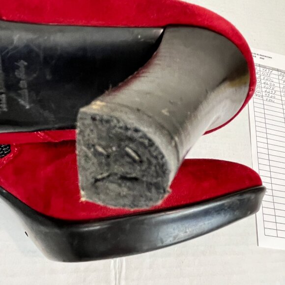 Women's Aquatalia Red Suede Heeled Bootie, Size 38.5 EU - Picture 10 of 15